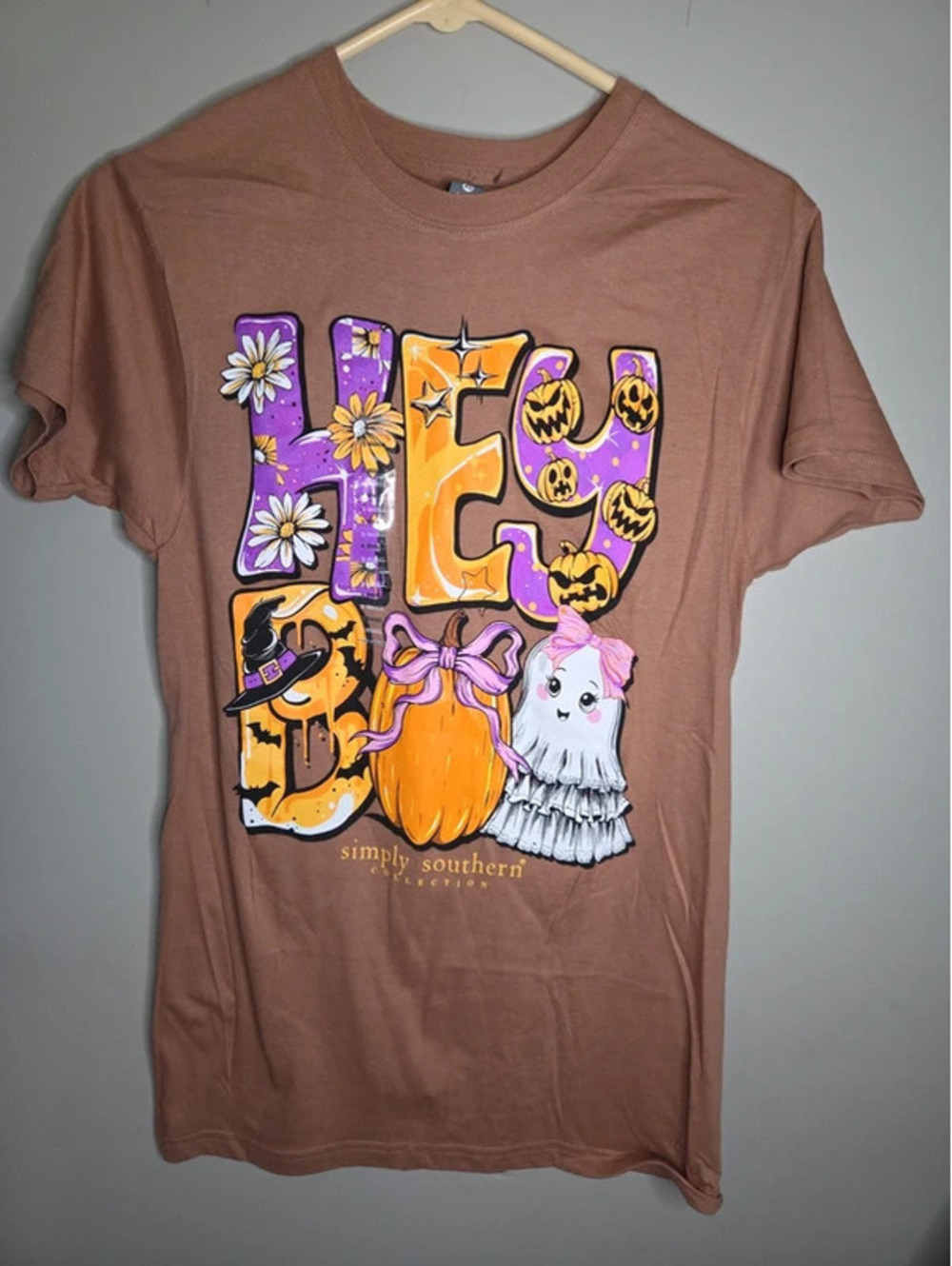 Simply Southern Collection "Hey Boo" Size XS T-Shirt Halloween